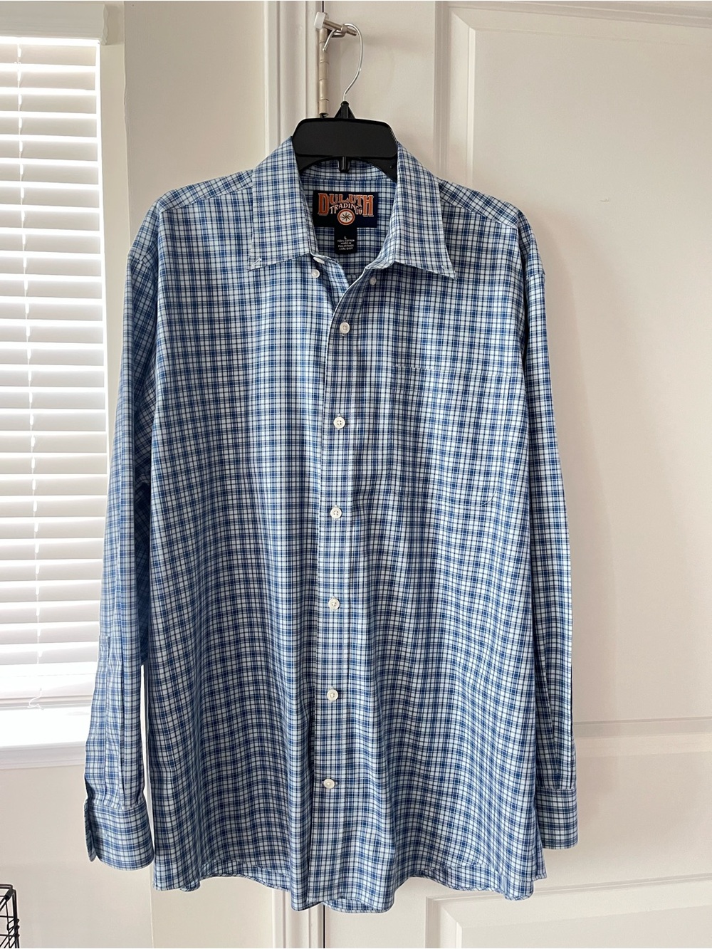 Duluth Blue Plaid Men's Button-Up dress Shirt size large